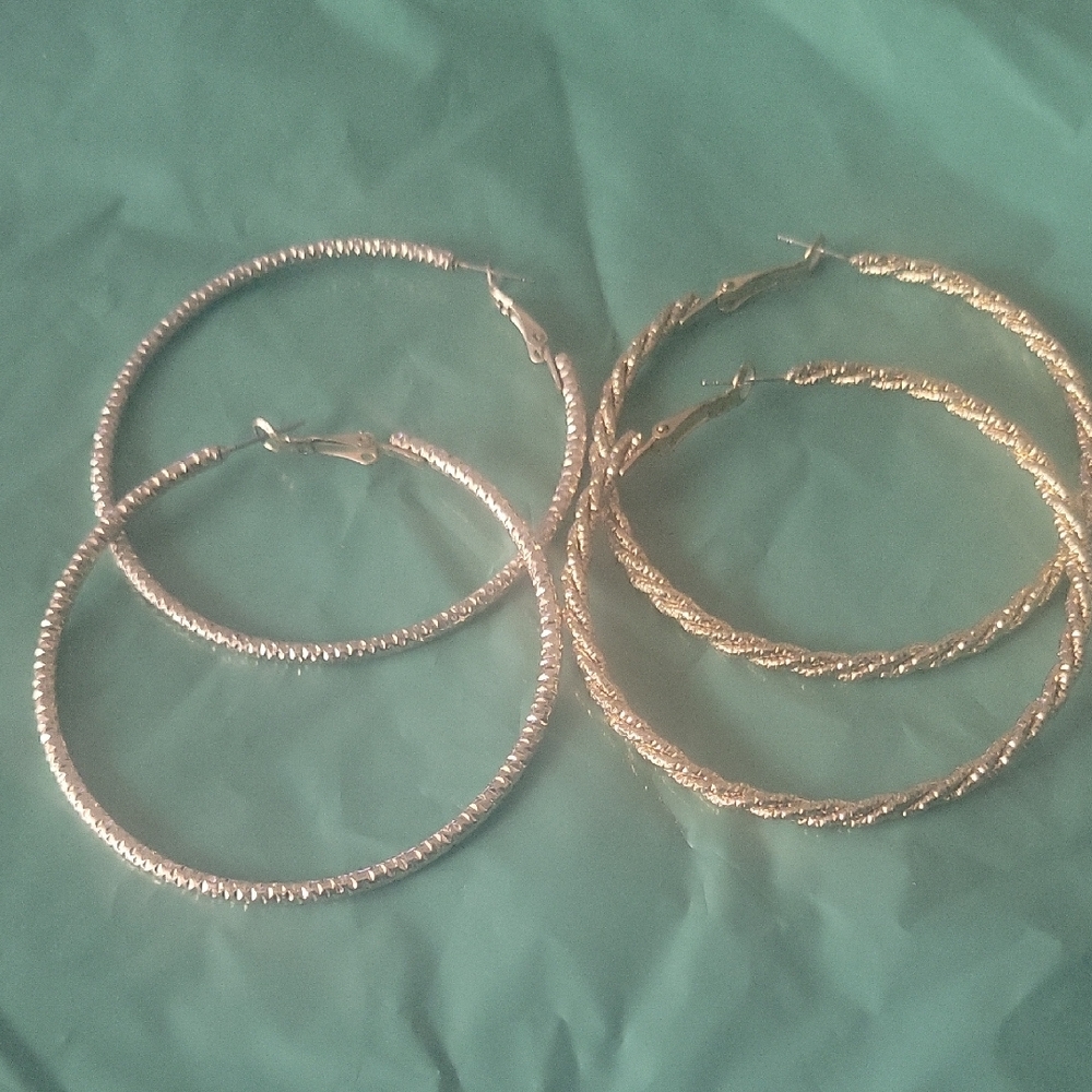 Elegant Gold and Silver Hoop Earrings Set